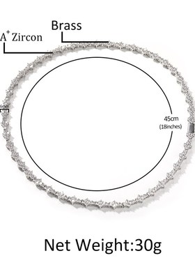 欧美个性镶钻嘻哈项m链男说唱潮牌高级感弹簧扣飞机网球链饰品