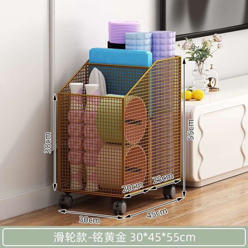 瑜伽垫收纳筐家用健身p器材收纳架带轮运动器材收纳神器夹缝置物