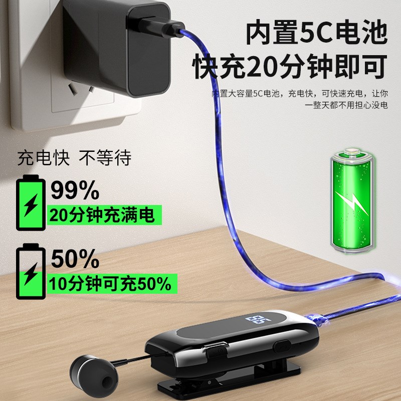 无线蓝牙耳机g超长续航领夹单耳车载运动商务耳机高清通话ENC降噪