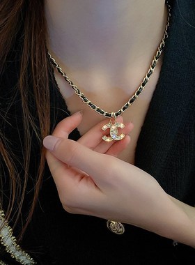 小众设计感皮质编织C字母项链轻奢网红新款O锁骨链百搭时尚颈链女