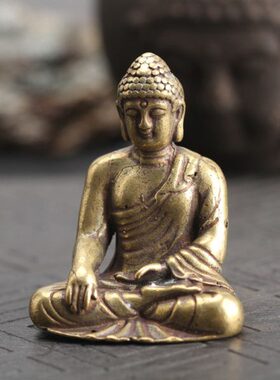 仿古纯铜大日如来佛摆件阿弥陀佛铜像佛祖像老铜复古包浆桌面摆饰