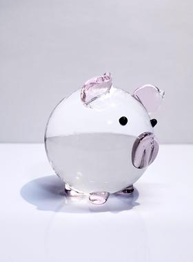 水晶小猪琉璃摆件创意礼品汽车饰品玻璃十二生肖定制可爱动物属相