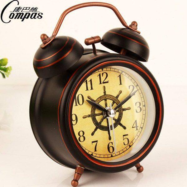 康巴丝床头静音闹钟金属闹铃懒人超大声音闹表夜灯学生复古时台钟