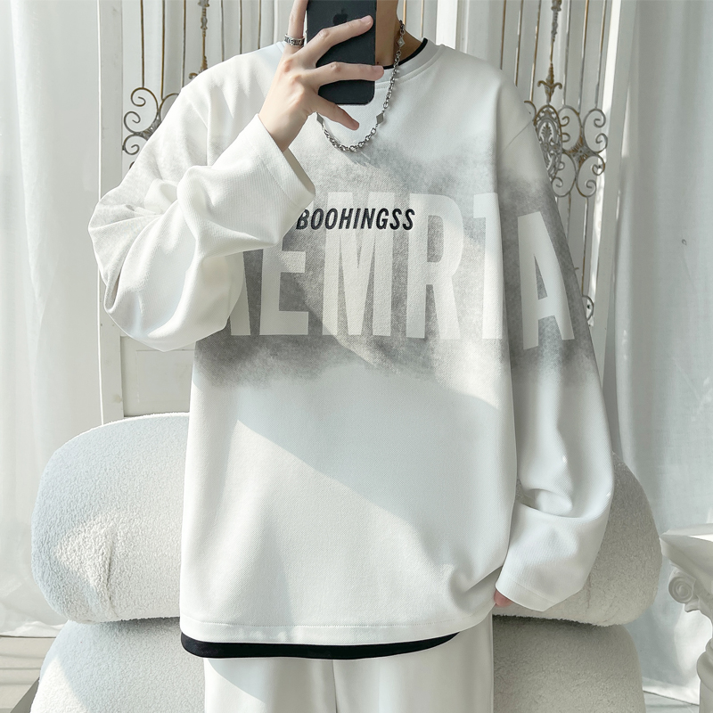 2025 春季新款 旋律风车大码菠萝格假两件T恤M-5X HT25236-特P25