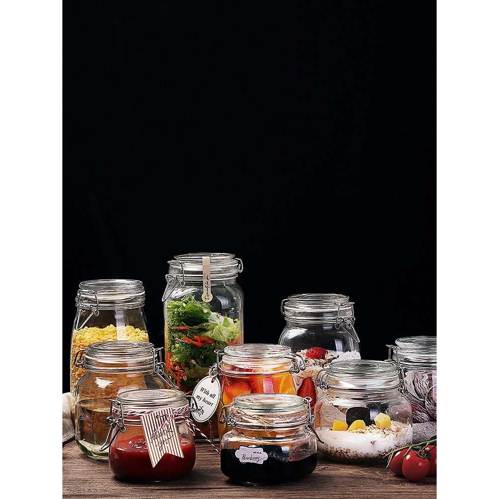 A5L玻璃储物罐厨房玻璃柠檬罐子泡菜坛子冰箱玻璃罐保鲜密封罐