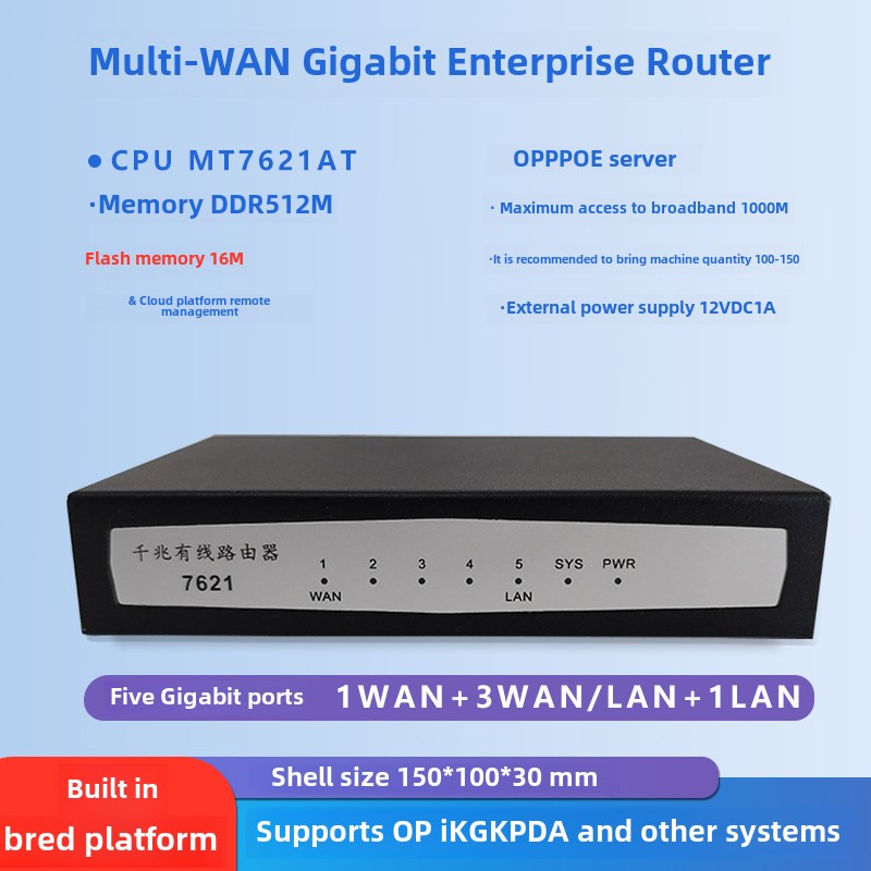 5端口8端口Mt7621At全千兆有线路由器出租房弱电流箱Pppoe服务器
