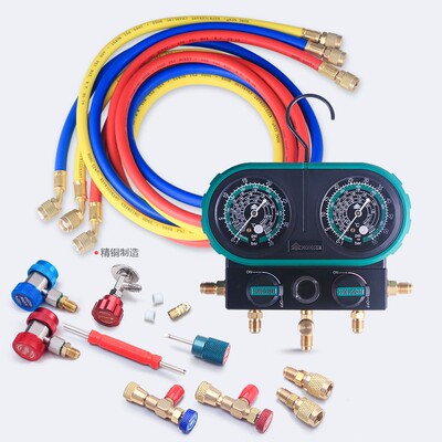 鸿森HS-MVS60 汽车空调加氟表雪种表R32R410R22R134双表阀压力表