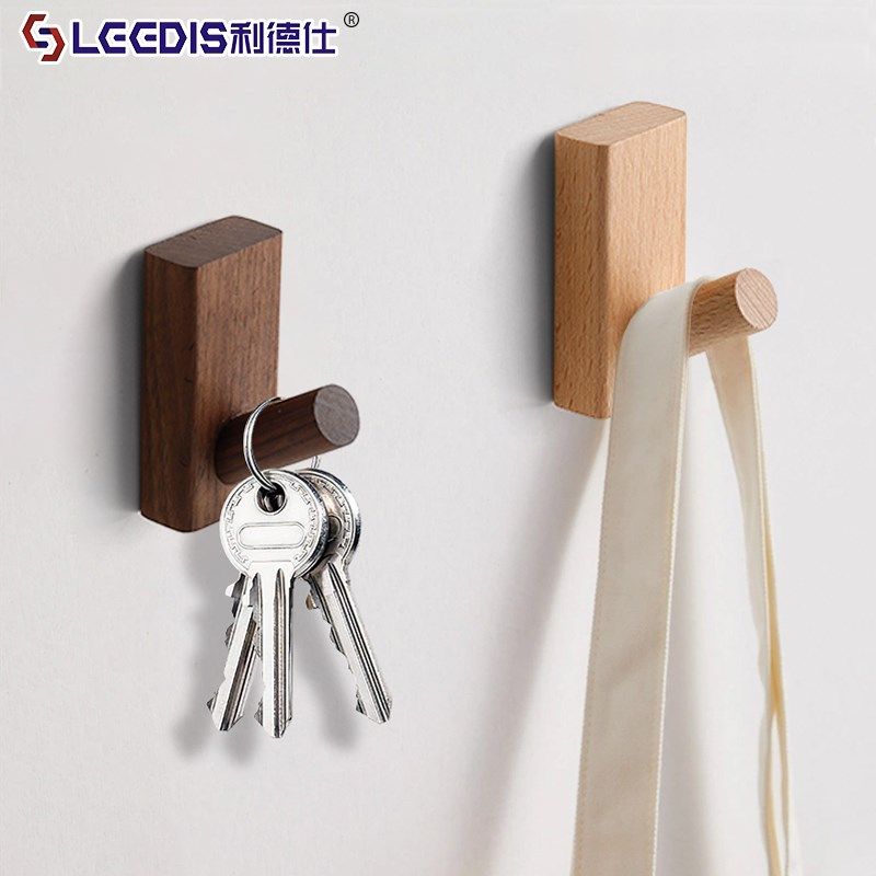 创意实木卧室墙上挂衣钩进门玄关门后固定打孔墙壁原木挂钩衣帽钩