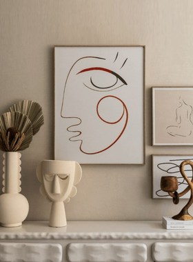 现代简约极简墙面装饰组合画玄关装饰花器花瓶花插花艺抽象摆件