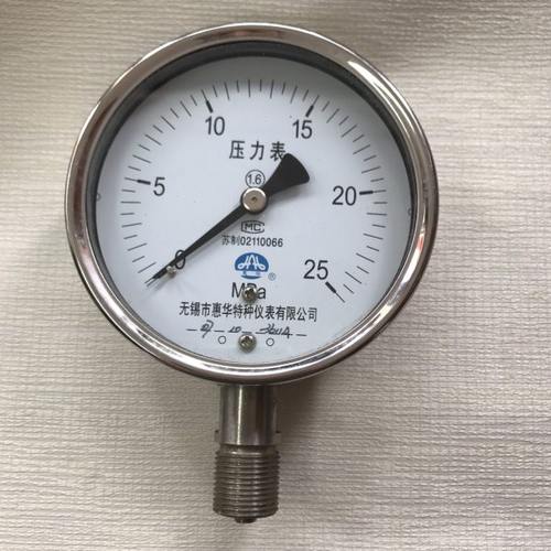 Y-100BF 0-25MPA 不锈钢压力表 25kg YF-100 100MM 径向 M20X1.5