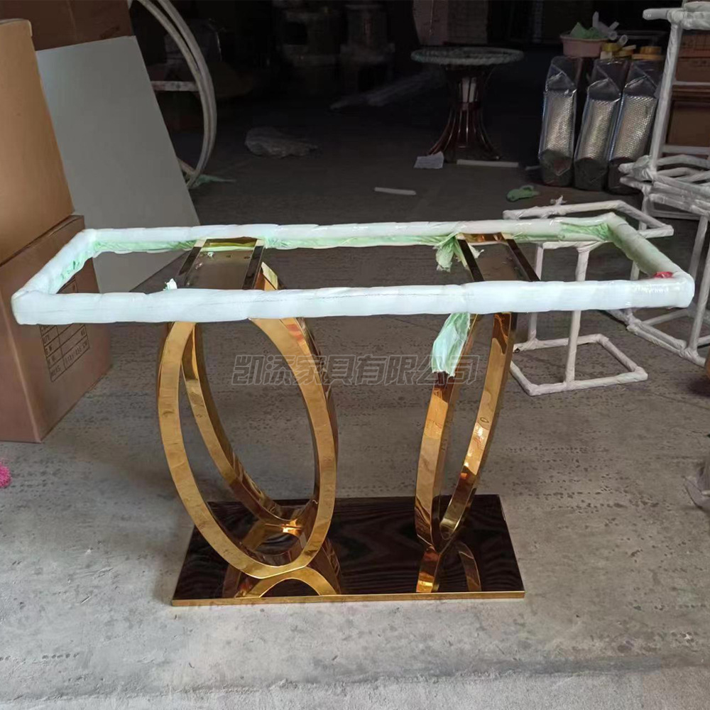 轻奢大理石入户玄关台不锈钢条案窄边桌意式玄关桌子轻奢风格玄关