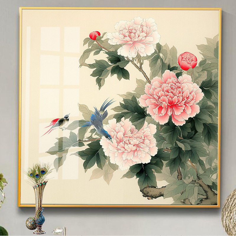 牡丹花开十字绣钻石画2024新款客厅横版精准印花满绣自己绣