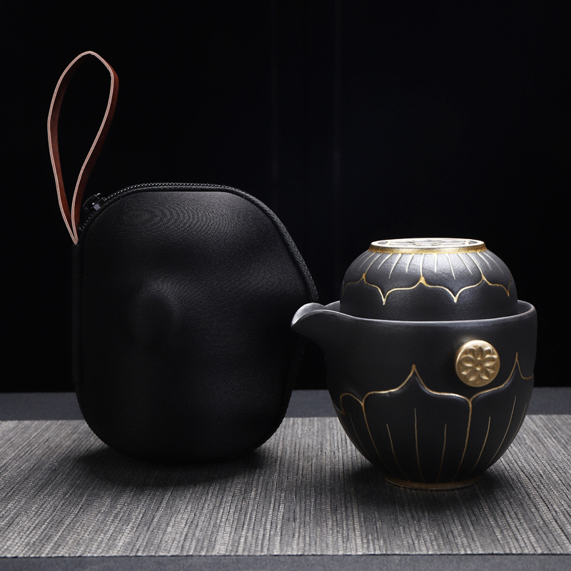 快客杯一壶二杯陶瓷便携包创意户外手抓壶防烫泡茶杯旅行茶具套装