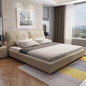 布艺床简约现代主卧1.8米双人床小户型可拆洗软包床婚床榻榻米床