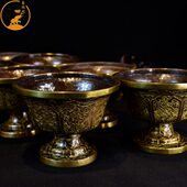 象瑞阁佛前供水碗尼泊尔手工制作红铜供碗 7个装 大小号供碗供杯