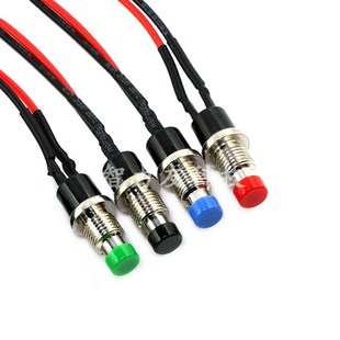 PBS-110 自复位点动按通无锁开关 开孔7MM 小型圆形按钮开关带线