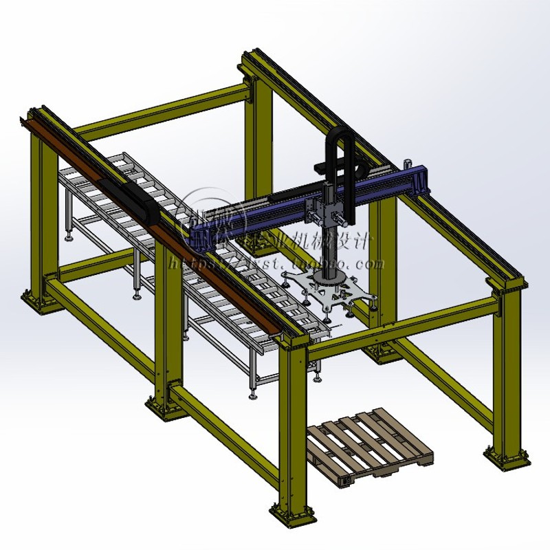 大型龙门架桁架吸盘式装箱码垛搬运机械手3d图纸设计龙门架起重sw