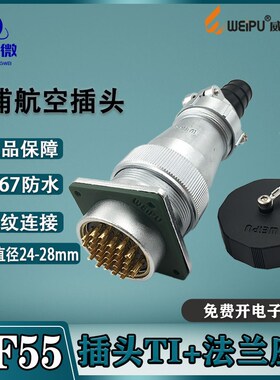威浦航空插头WF55 4-7-40-53-61芯 插头TI+法兰座Z IP65防水