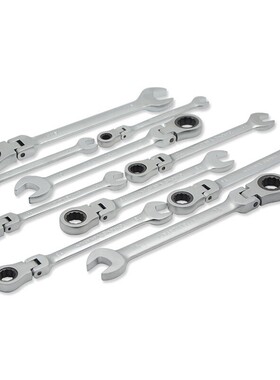 10件套活动头棘轮扳手套装8mm-24mm专业级棘轮两用扳手组汽修工具