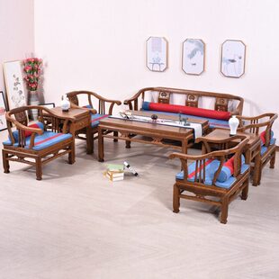 红木家具鸡翅木沙发客厅新中式实木沙发组合全实木仿古复古小户型