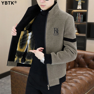 金貂绒夹克立领男2025秋冬季新款高端品牌休闲款男士加绒大衣外套