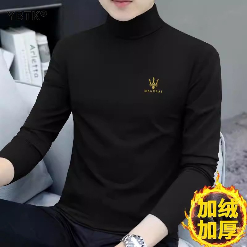 半高领男士打底衫长袖T恤2025冬季新款保暖防寒休闲风加厚男上衣