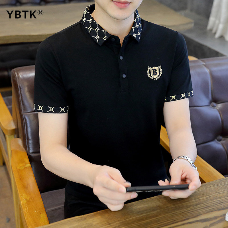 高端翻领POLO衫男士2026新款春夏季黑色短袖刺绣商务休闲上衣男士