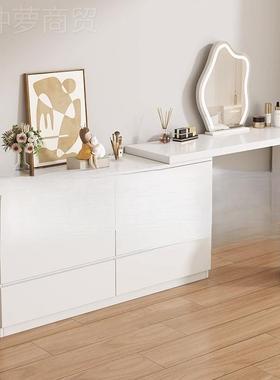 梳妆卧室现简约斗台IYE柜一代缩体小户型收纳柜奶油风书桌可伸化