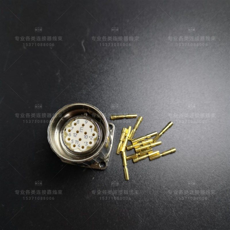 茵特康623 M23信号12孔顺时压接金针内螺纹母直座法兰座ADFA013