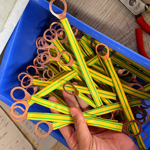 法兰跨接线 带热缩套管道连接线 纯紫铜镀锡 防静电防爆接地线6平