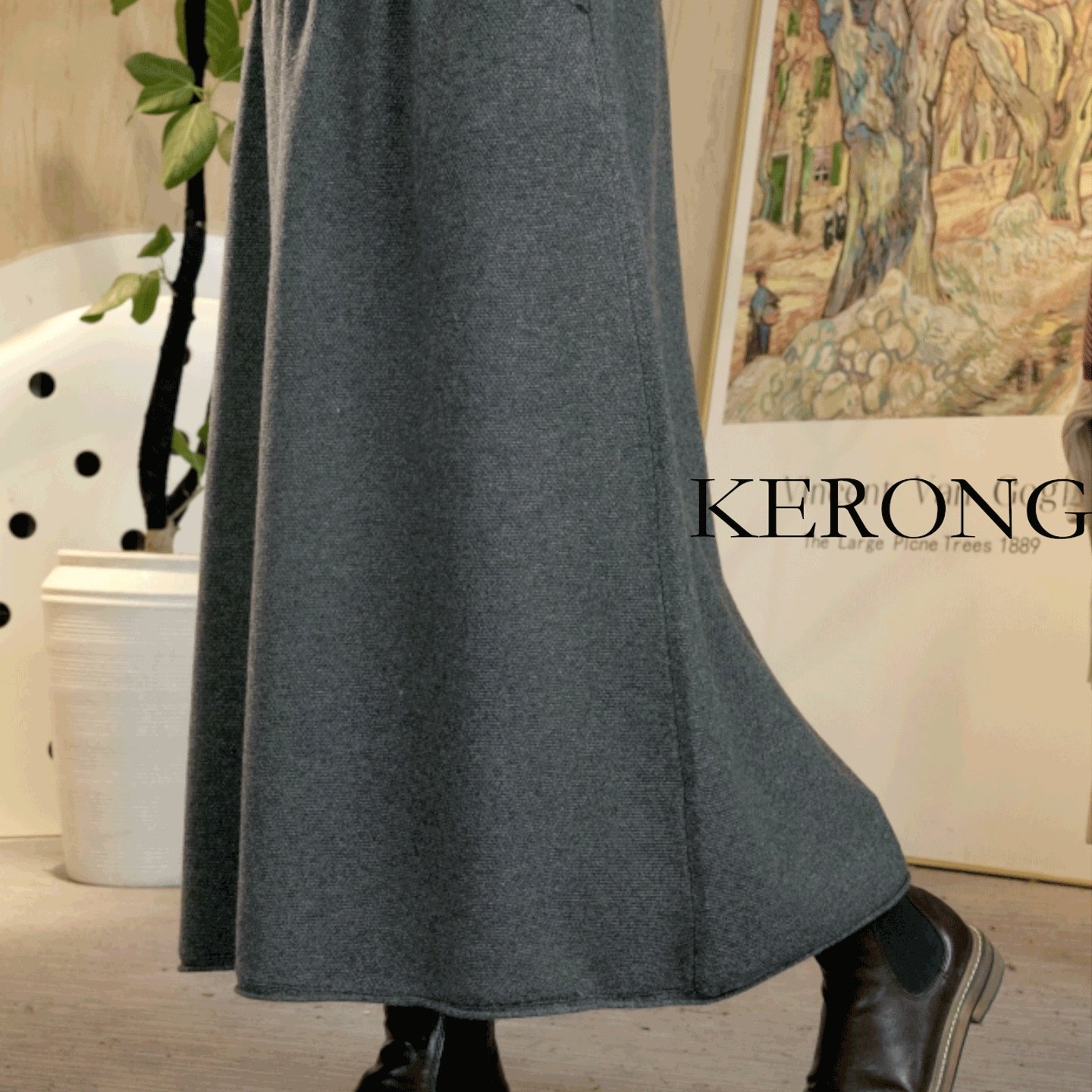 美丽奴羊毛K.R A版卷边设计款半身裙 秋冬保暖百搭手插兜显瘦垂坠,女装/女士精品,半身裙,淘宝优惠券,粉丝福利购,淘宝优惠卷