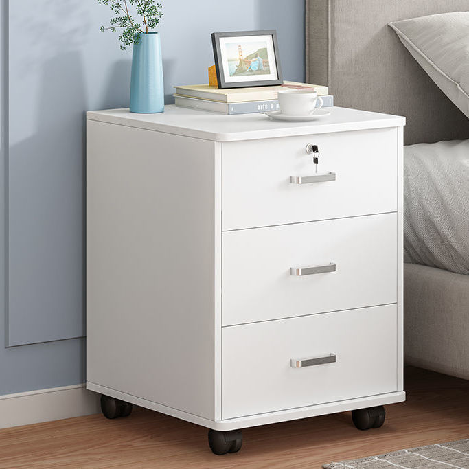 床头柜带轮小型可k移动带锁的床头柜床头置物架简约现代卧室小柜