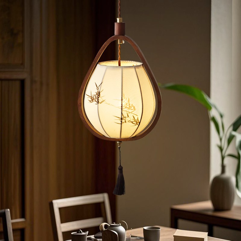 2025新款宋代美学新中s式中古风卧室床头吊灯吧台玄关过道原木风