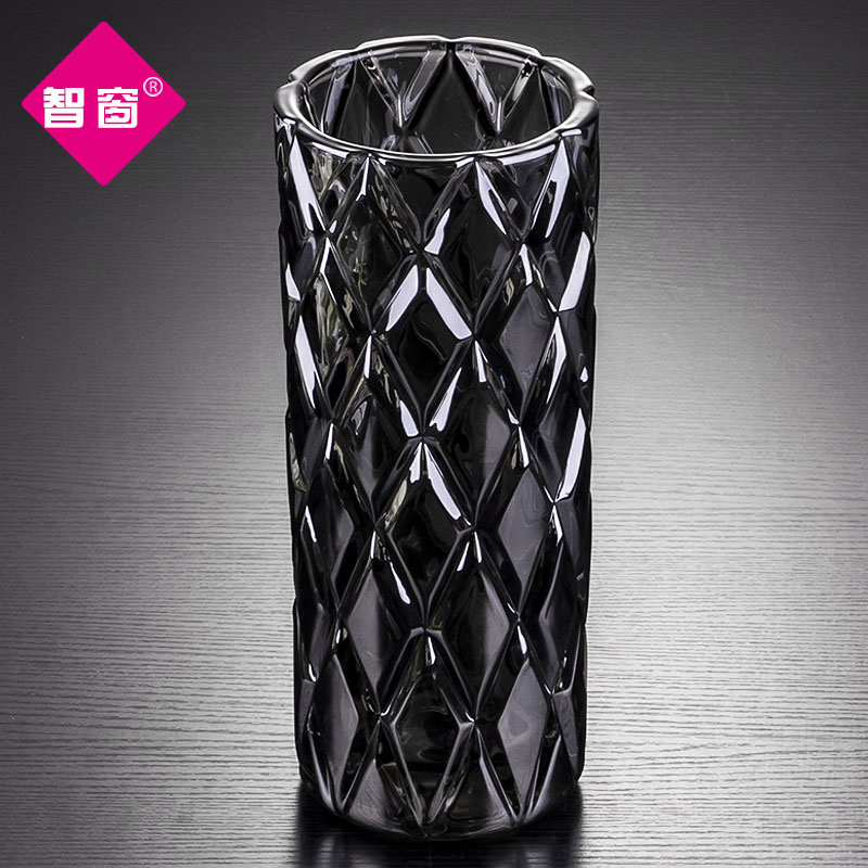 加厚透明玻璃花瓶家用客厅玄关摆件桌面装饰欧式水培富贵竹插花器