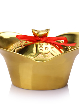 开盖铜元宝摆件  铜元宝 铜元宝开盖聚宝盆摆件客厅办公室工艺品