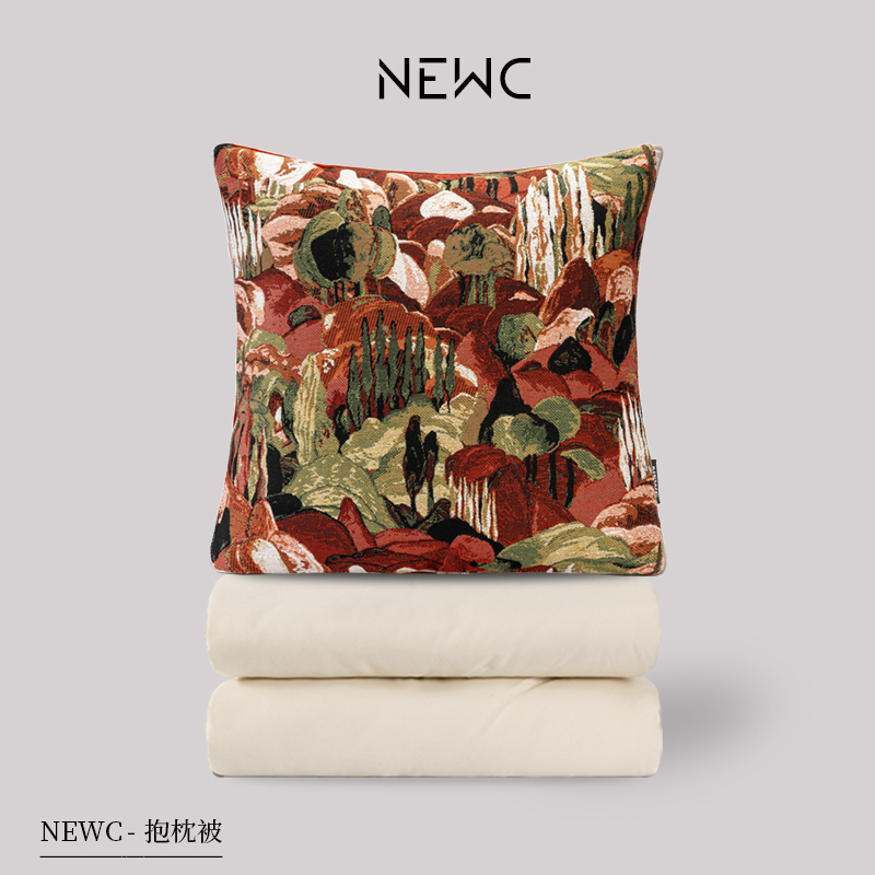 新宸优品 法式高端抱枕被子两用红色客厅沙发多功能折叠枕头被子