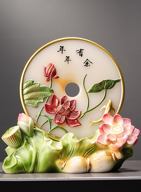 复古简约年年有余 荷花荷叶客厅家居工艺摆设 玄关电视柜