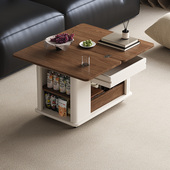 现代简约小户型可移动茶几桌折叠实木沙发边柜客厅阳台边几小推车