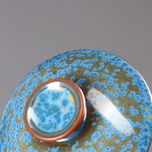 钧瓷盖碗窑变浮翠蓝玉泡茶器陶瓷三才碗高端茶碗手工大号盖碗