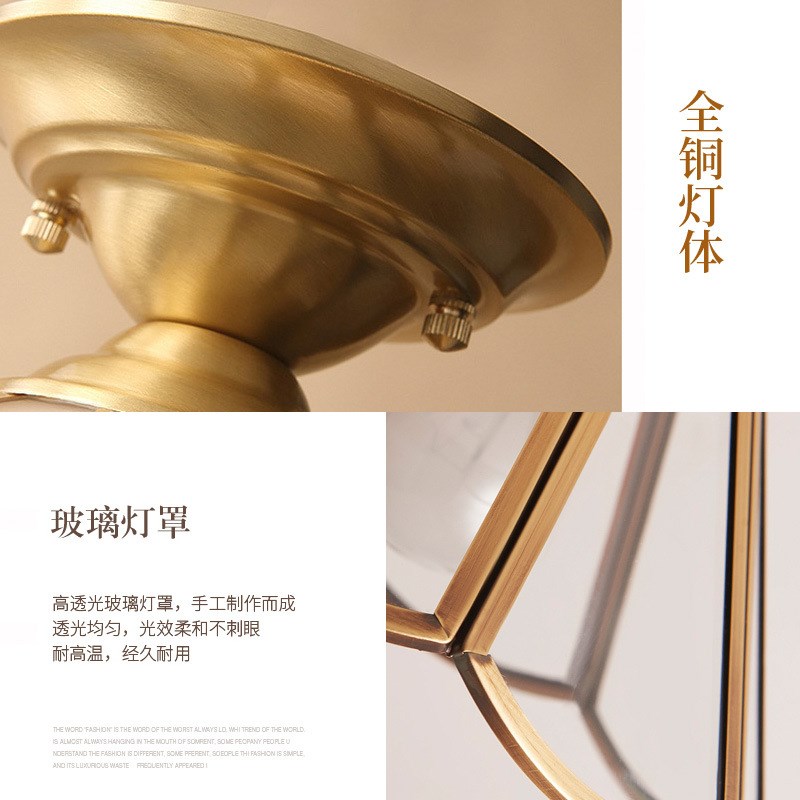 欧式全铜过道灯走廊灯美式简约玄关入户门厅阳台灯衣帽间小吸顶灯