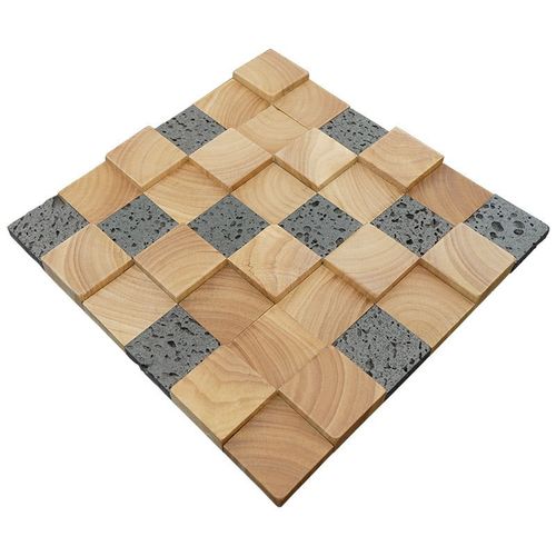 实木马赛克电视背景墙老船木木质原木方块火山岩墙面家装主材建材