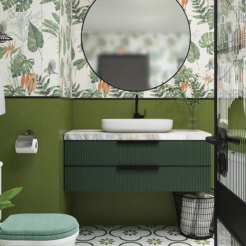 400x800 广东法式复古花砖卫C生间厨房墙砖浴室地砖奶油风瓷砖焦