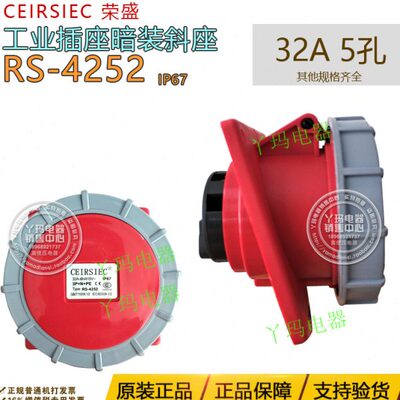CEIRSIEC荣盛RS-4252  三相五极 32A 5孔 航空插座 暗装斜座 IP67
