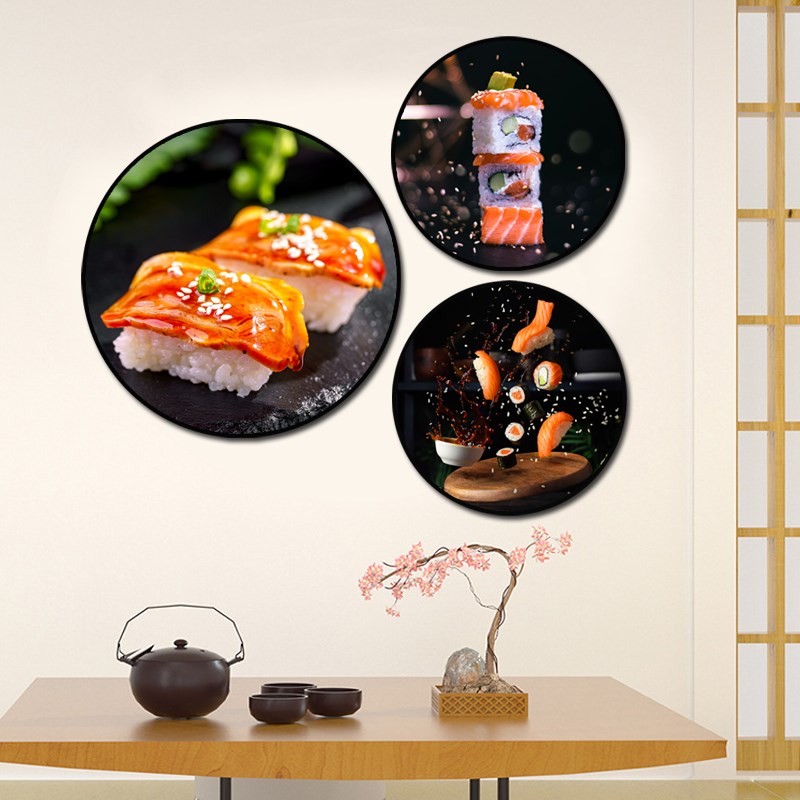 日料店装饰画日式餐厅酒店背景墙B壁画寿司店三文鱼店刺身海报挂图片