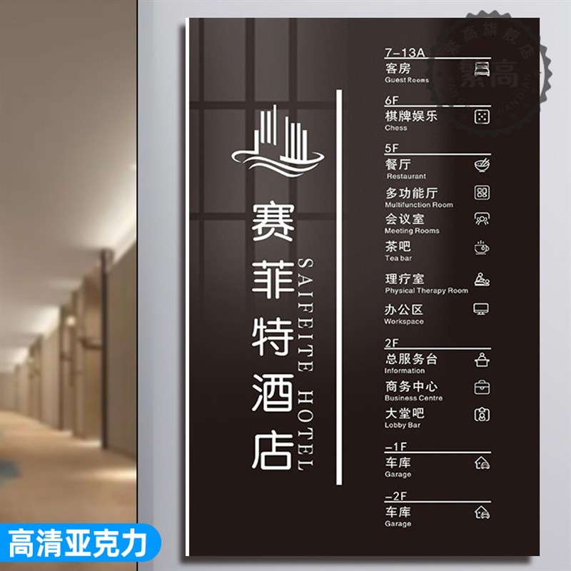 楼层索引牌指示牌引路牌导引牌创意高档亚克力酒店楼层指引牌导向