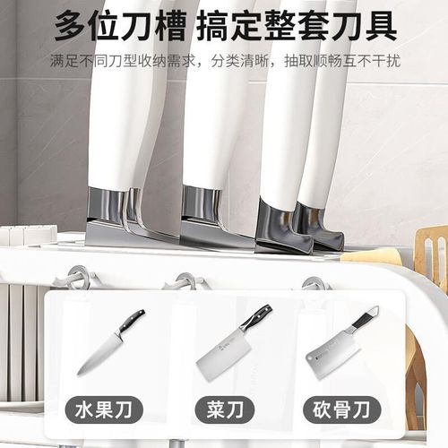 直销不锈钢厨房刀架家用台面菜板菜刀锅盖架沥水筷子一体收纳架子