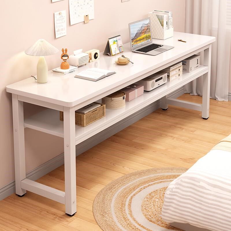 实木长条桌小户型桌子工作台双层学生家用书桌简易电脑桌靠墙窄桌