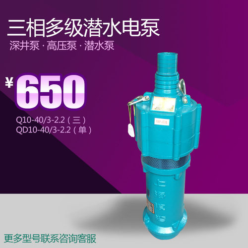上海浪湾潜水泵QX10-40/3-2.2KW多级泵农用灌溉小老鼠抽水泵