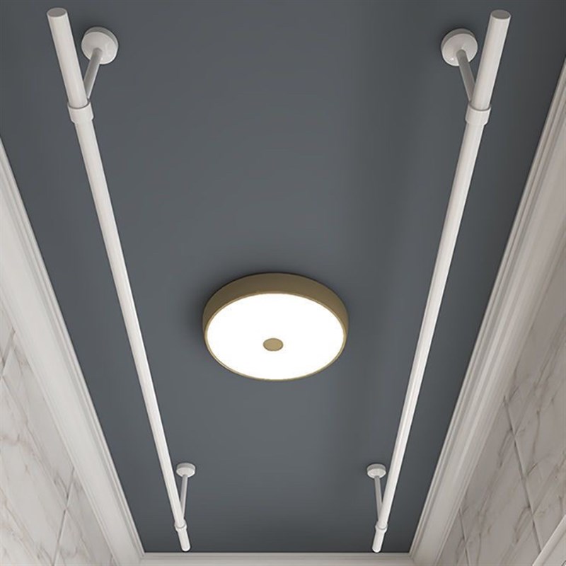 白色简约不锈钢加长顶装窗帘杆罗马杆阳台固定式晾衣杆晾衣架加厚