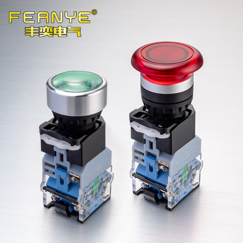旋钮二档三挡LA38-11D按钮开关自复位自锁带灯小型圆形点动按键